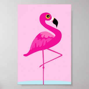 Poster Presse graphique flamingo rose