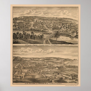 Poster Preston, carte panoramique de manganèse - 1874