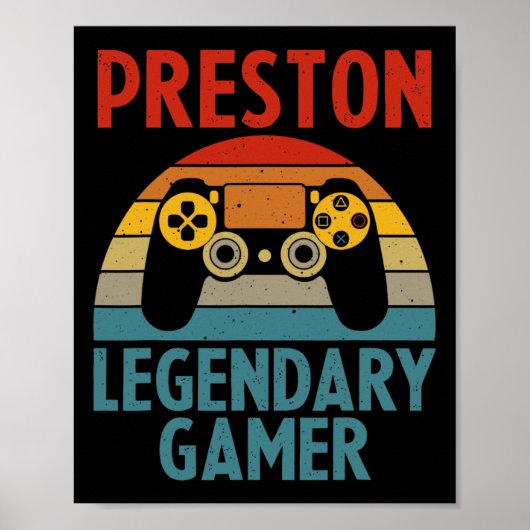 Poster Preston Gift Name Personalized Funny Gaming Geek B (Devant)