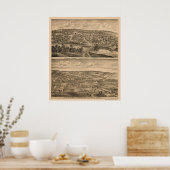 Poster Preston, MN Carte panoramique - 1874 (Cuisine)