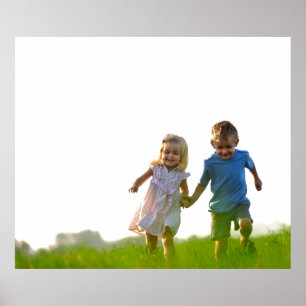 Poster Prêt à customiser la photo de happy boy & girl ave