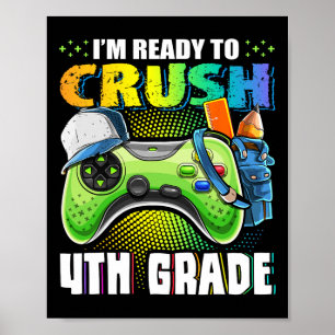 Poster Prêt À Écraser 4E Année Retour À L'École Vidéo Jeu
