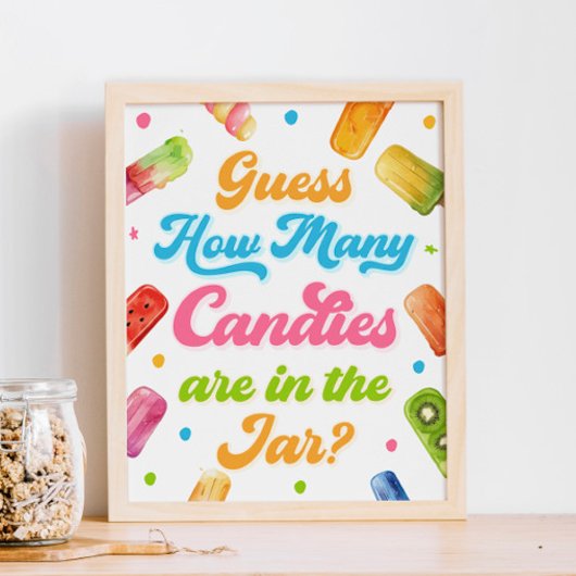 Poster Prêt à pop Baby shower Devinez combien de bonbons