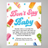 Poster Prêt à pop Baby shower Ne pas dire Baby Game (Devant)