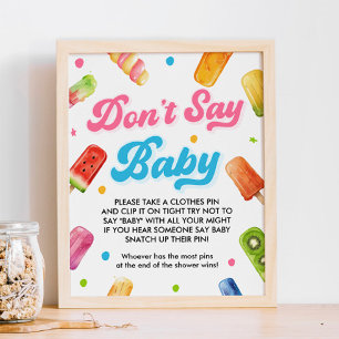Poster Prêt à pop Baby shower Ne pas dire Baby Game