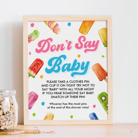 Poster Prêt à pop Baby shower Ne pas dire Baby Game