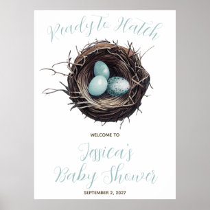 Poster Prêt à porter, nid d'oiseaux, accueil Baby shower