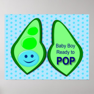 Poster Prêt pour la pop Baby Boy Pea Blue