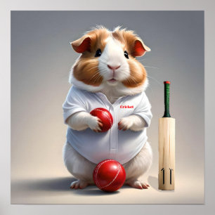 Poster Prêt pour le lancer, joueur de cricket cobaye