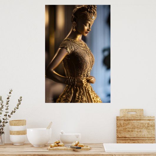 Poster Prêt - Statue en bronze - AI Imaginaire Portrait d (Cuisine)