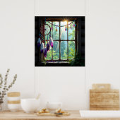 Poster Pretty Boho Purple Dreamcatcher in Window   (Cuisine)