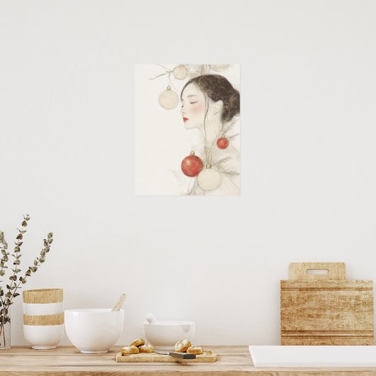 Poster Pretty Christmas Lady  (Cuisine)