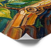 Poster Pretty Colorful Impasto Parrot and Tropical Flower (Coin)