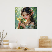 Poster Pretty Elven Fairy & Dragon  (Cuisine)