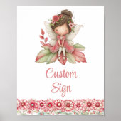 Poster Pretty Fairy Girl Blush Floral Birthday Custom Sig (Devant)