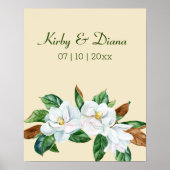 Poster Pretty Magnolia Bouquet Mariage Sign Print (Devant)