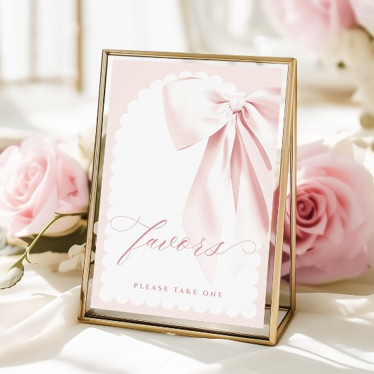 Poster Pretty Pink Bow Baby Shower Favors Table Sign