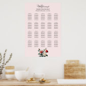 Poster Pretty pink white red roses seating chart (Cuisine)