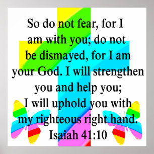 POSTER PRETTY RAINBOW CROSS ISAIAH 41:10 DESIGN