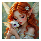 Poster Pretty Red Haired Fairy with Dragon (Devant)