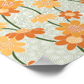 Poster Pretty retro muted 1970 s flowers (Coin)