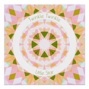 Poster Pretty Rose Green Twinkle Little Star Baby Nursery