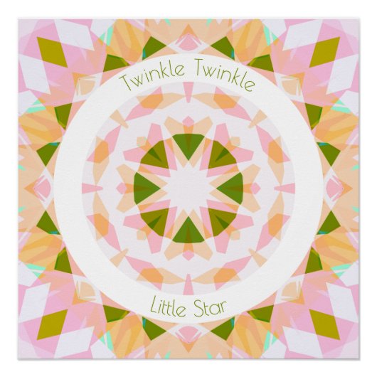 Poster Pretty Rose Green Twinkle Little Star Baby Nursery (Devant)