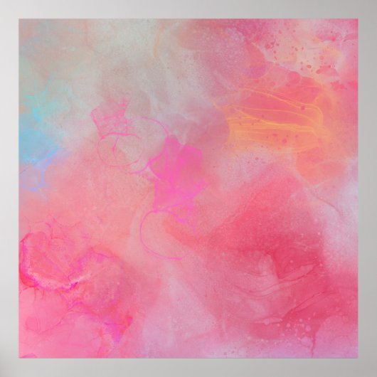 Poster Pretty Stylish Rose Pink Watercolor Ink (Devant)