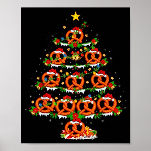 Poster Pretzel Lover Xmas Lighting Pretzel Christmas Tree (Devant)
