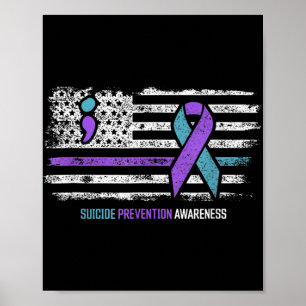 Poster Prévention du suicide drapeau américain Sensibilis