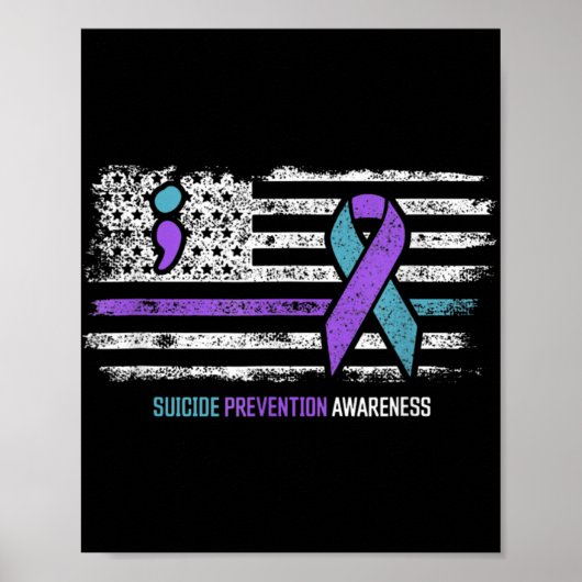 Poster Prévention du suicide drapeau américain Sensibilis (Devant)