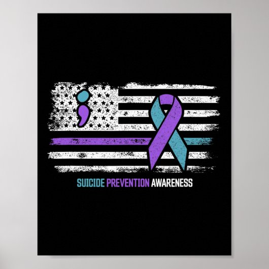 Poster Prévention du suicide drapeau américain Sensibilis (Devant)