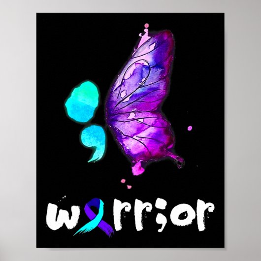 Poster Prévention du suicide par l'aquarelle de papillon (Devant)