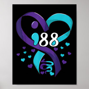 Poster Prévention du suicide Sensibilisation 988 Cœur Sar