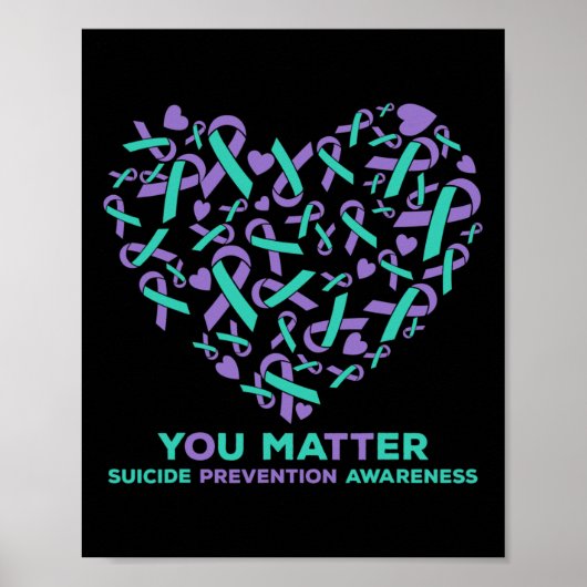 Poster Prévention du suicide Sensibilisation Coeur Ruban  (Devant)