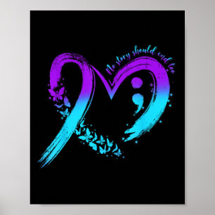 Poster Prévention du suicide Sensibilisation Cœur Turquoi