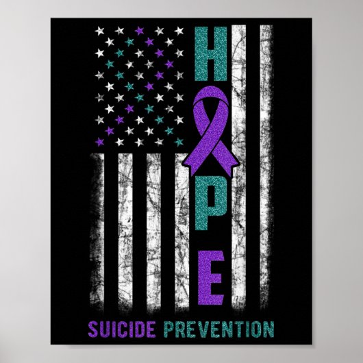 Poster Prévention du suicide sensibilisation drapeau amér (Devant)