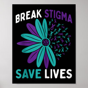 Poster Prévention du suicide Sensibilisation Turquoise &