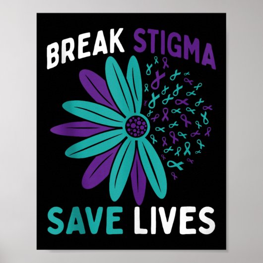 Poster Prévention du suicide Sensibilisation Turquoise & (Devant)