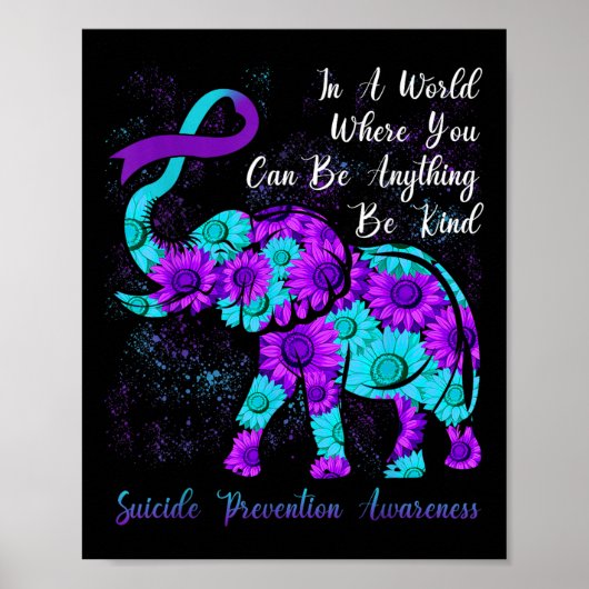 Poster Prévention du suicide Sensibilisation Turquoise Fl (Devant)