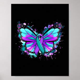 Poster Prévention du suicide Sensibilisation Turquoise Vi