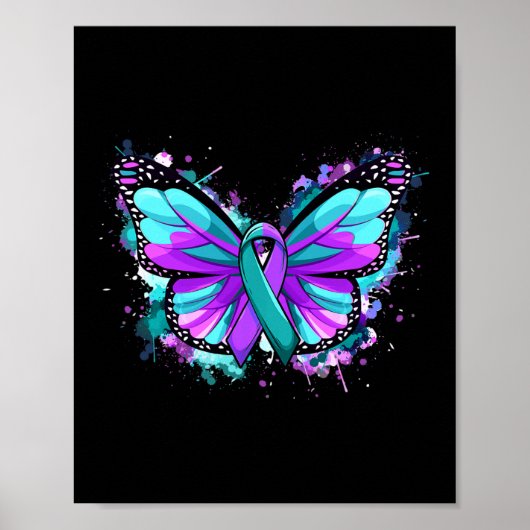 Poster Prévention du suicide Sensibilisation Turquoise Vi (Devant)