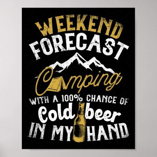 Poster Prévisions de week-end camping avec risque de bois (Devant)
