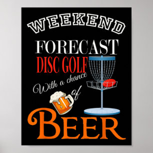 Poster Prévisions de week-end Disc Golf et bière Drôle Di