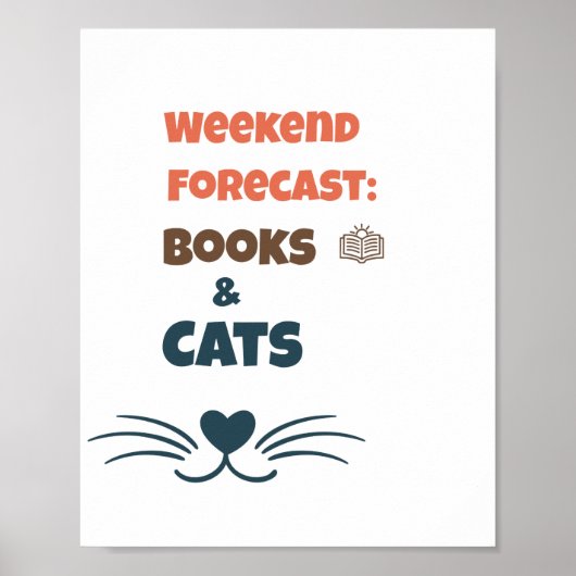 Poster Prévisions de week-end Livres & Chats (Devant)