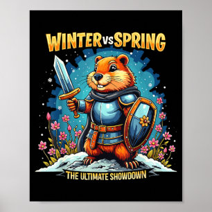 Poster Prévisions du jour de la marmotte sarcasme drôle f