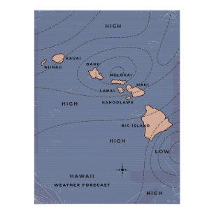 Poster Prévisions météo vintage Hawaï
