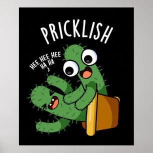 Poster Pricklish Funny Cactus Puns Dark BG