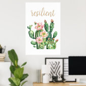 Poster Prickly Pear Cactus Aquarelle Résilient Désert (Bureau à domicile)