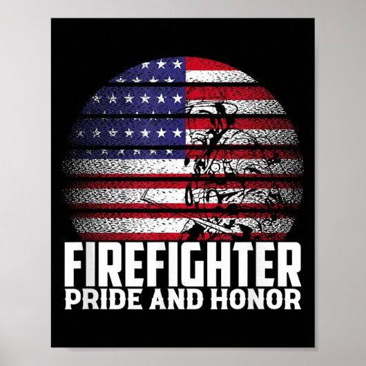 Poster Pride And Honor Fireman Gift Proud Firefighter Quo (Devant)